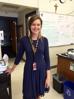 Ms. Weed enjoys her days at Regis Jesuit, teaching physical science and honors biology.
