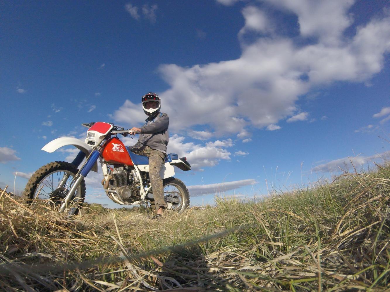 Jacob Chwialkowski sits atop his 1987 Honda XR250R