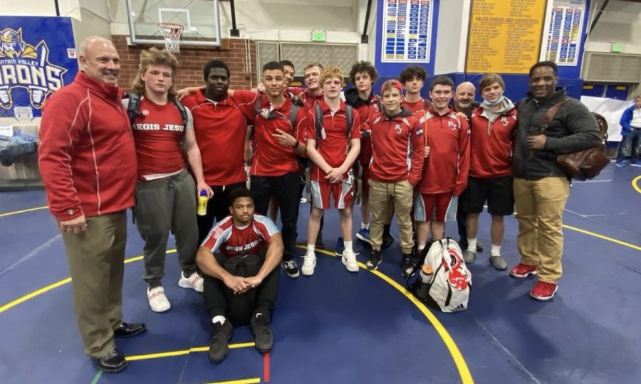 Raiders wrestling team at the Five Counties Invitational in Orange County, California